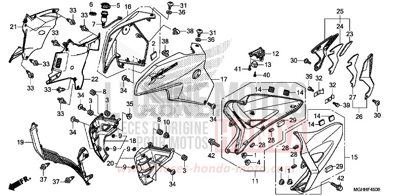 CARENAGE MILIEU von VFR1200X "Crosstourer" DCT CANDY PROMINENCE RED (R342) von 2017